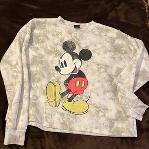 Grey and white tye dye Mickey Mouse sweatshirt SZ S